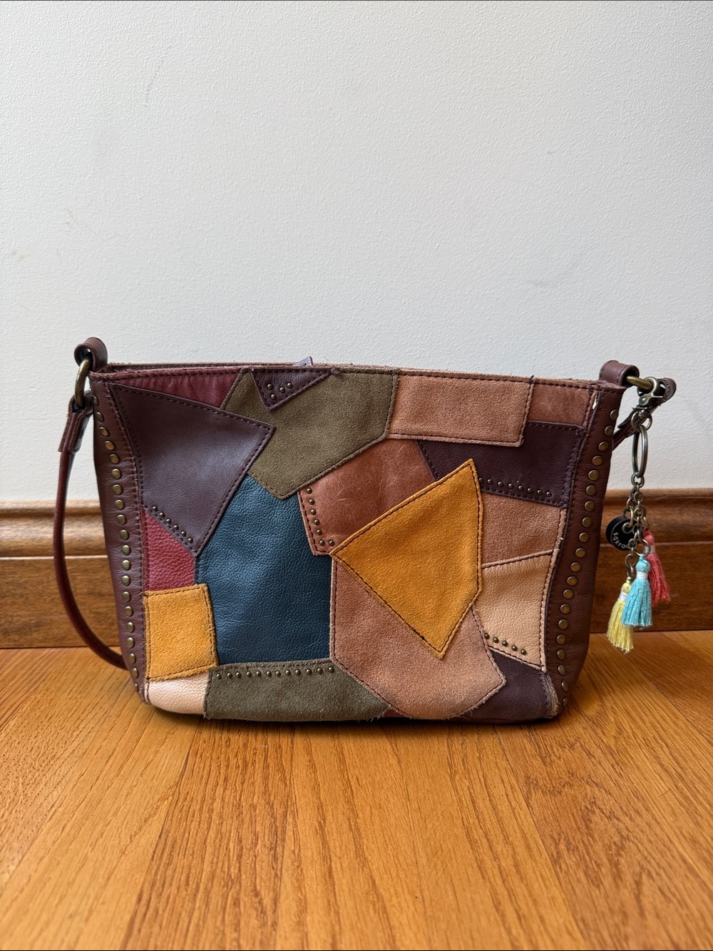 The SAK Elliot Lucca Multi Patch Indio Demi Shoulder Bag Leather Boho Fall
